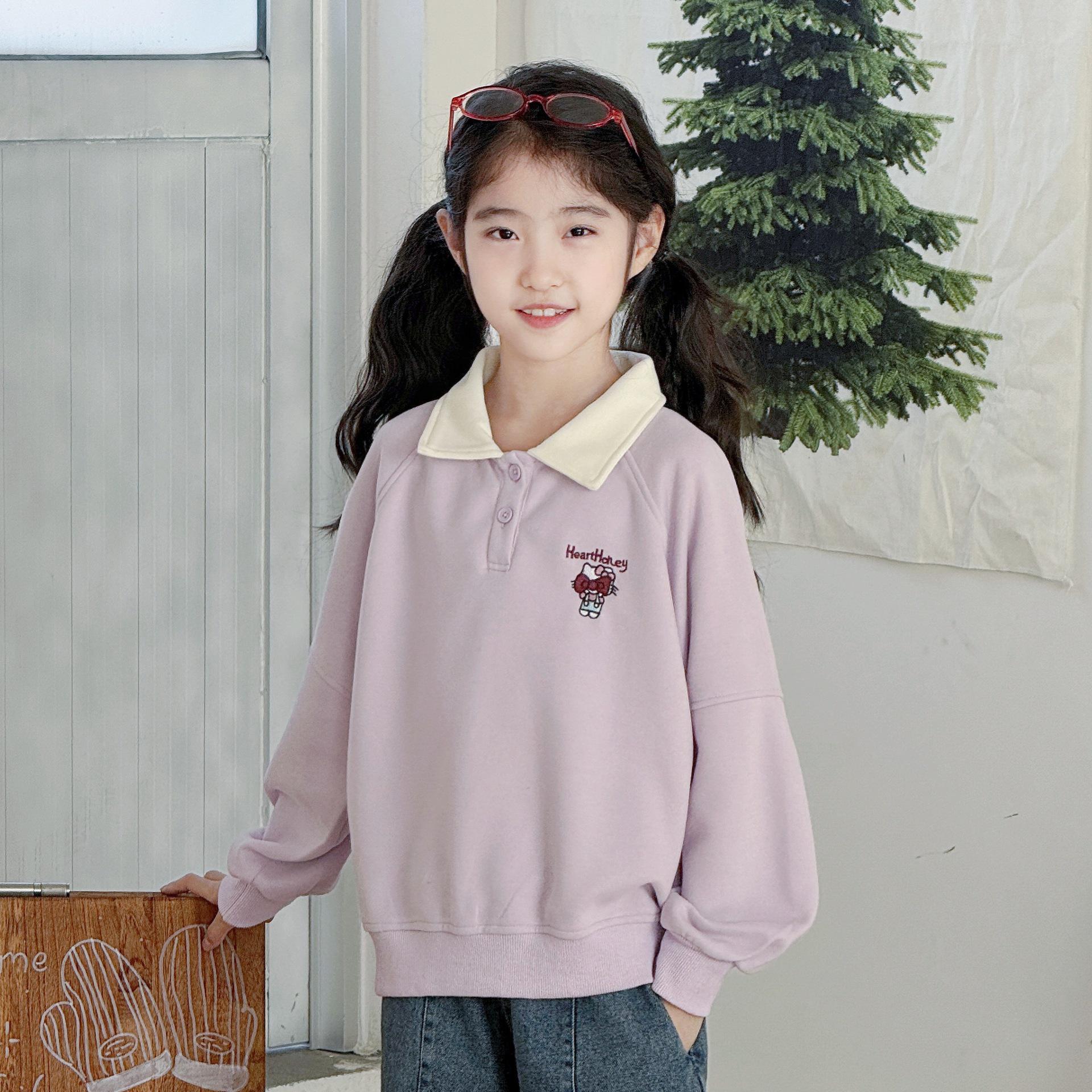 Girls Spring 2026 Korean Style Loose Pullover Sweatshirt - Fashionable for Little and Older Girls 170 cm