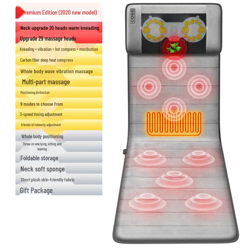 Foldable Full Body Massage Mattress with Heated Cervical Spine and Waist Relief for Home Use