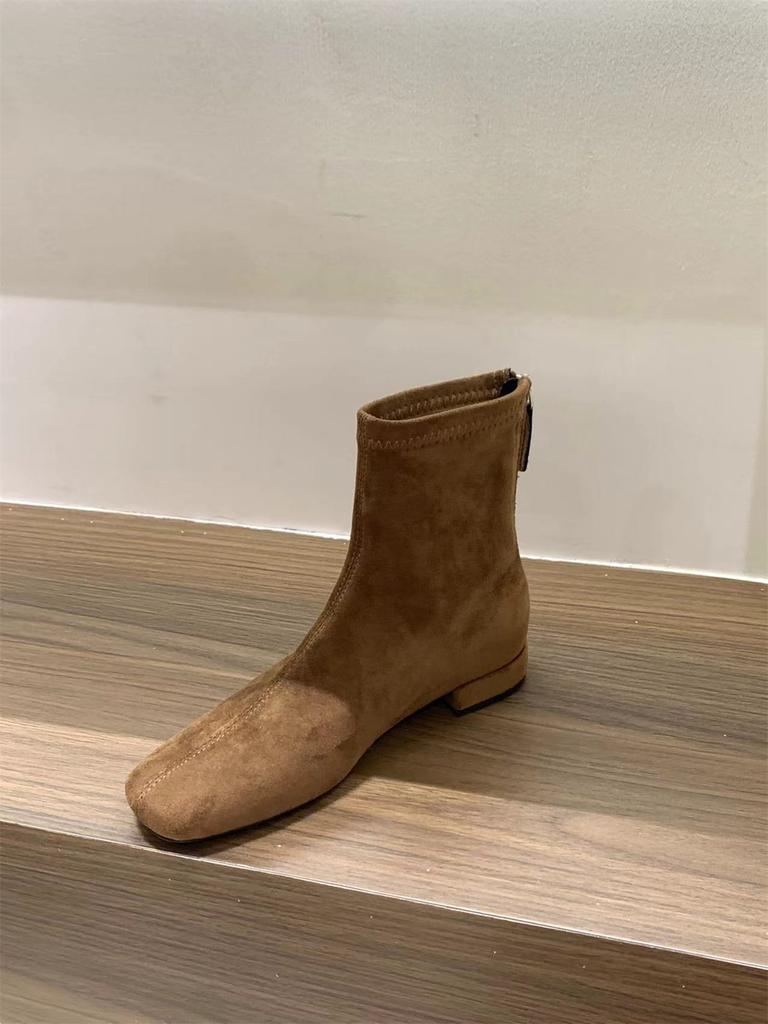Short Boots Women's Spring and Autumn Single Boots 2025 New Versatile Simple Thick Heel Martin Boots Suede Korean Small Ankle Boots Thin Boots
