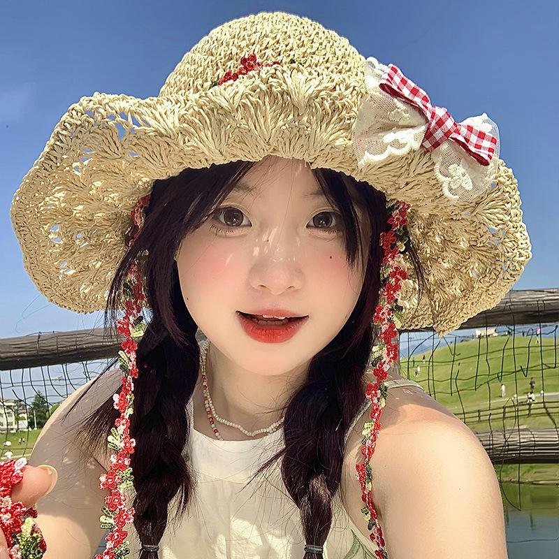 New Straw Bucket Hat Women's Summer Sunscreen Sunshade Big Edge Versatile Folding Sun Hat Fashionable Washbasin Hat