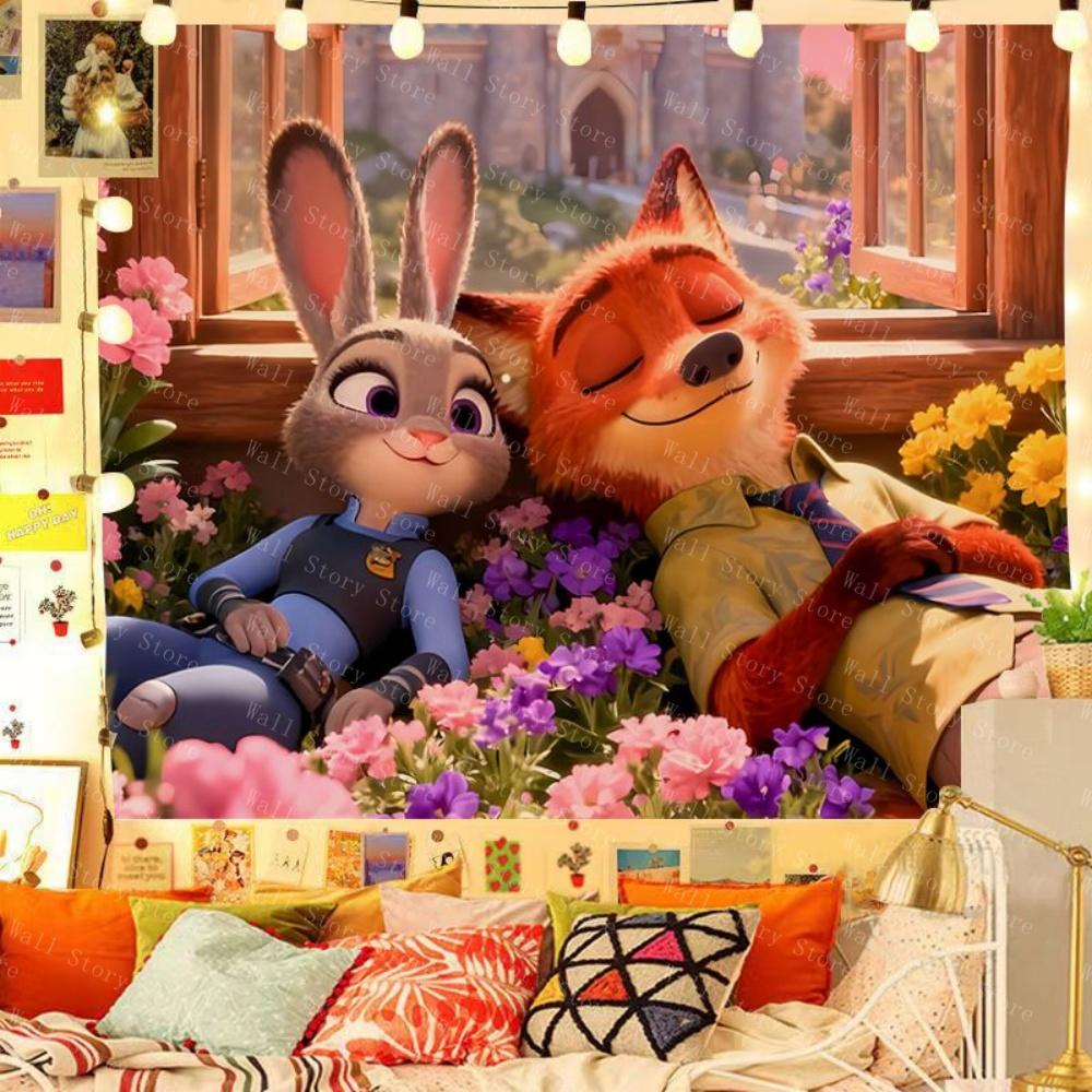

Zootopia Judnicks surrounding hanging fabric anime tapestles bedroom Tapestry background fabric wall decoration tapestles 74x94cm(29x37in)