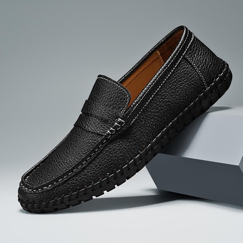 

Классическая удобная мягкая мужская кожаная обувь большого размера на плоской подошве ручной работы качественная повседневная обувь плоская противоскользящая обувь для вождения 48 чёрный