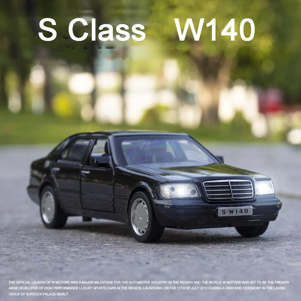 1/32 Benz S-W140 Model Jucărie Mașină Turnată sub Presiune din Aliaj Caroserie Metalică Șasiu din Plastic Anvelope de Cauciuc cu 4 Uși care se Deschid Funcție de Tragere înapoi Copii A88