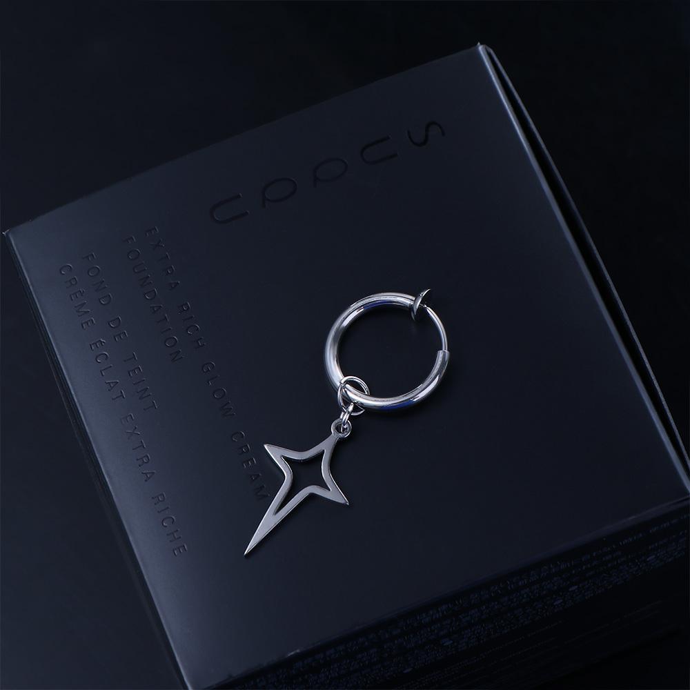 Fashion Jewelry Men Hoop Earring Cross Star Dangle Earring Clip Earring Korean Style Ear Cuff