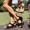 Women’s Elastic Strap Wedge Roman Peep-Toe Sandals Comfortable Summer Shoes
