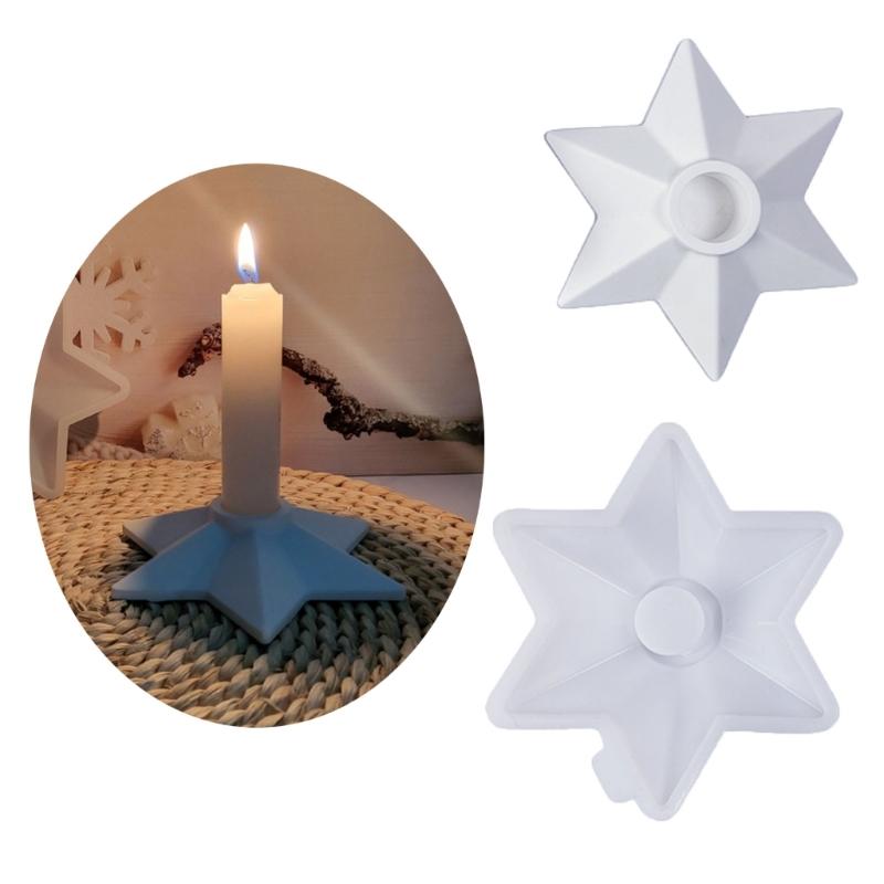 Candlestick Mould Star Shape Candle Holder Silicone Molds DIY Resins Castings Molds for Festival Table Home Decorations