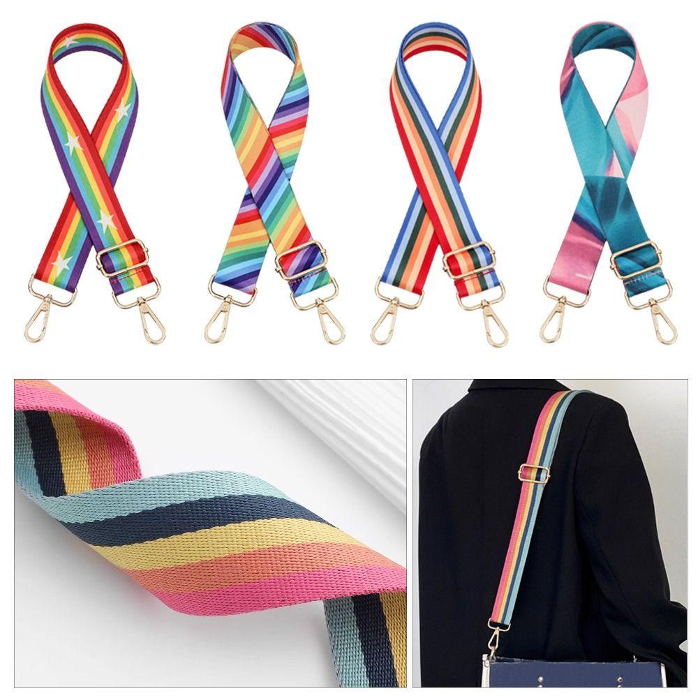 Nuova Tracolla Sostitutiva Donna Ragazza Strisce Arcobaleno Lunghezza Tracolla Regolabile Staccabile Borsa a Tracolla Accessori