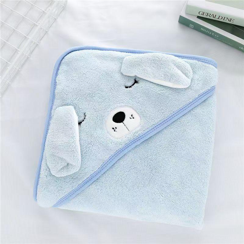 Soft Absorbent Coral Fleece Baby Swaddle Towel and Anti-Kick Blanket Cloak
