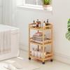 Kitchen Cart Rolling Cart with 3 Levels, Serving Cart with Storage Kitchen Shelf on Casters, for Kitchen Bathroom Office Natural Wood