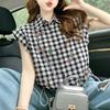 ZANZEA Women Casual Turn Down Collar Loose Short Sleeve Print Blouse