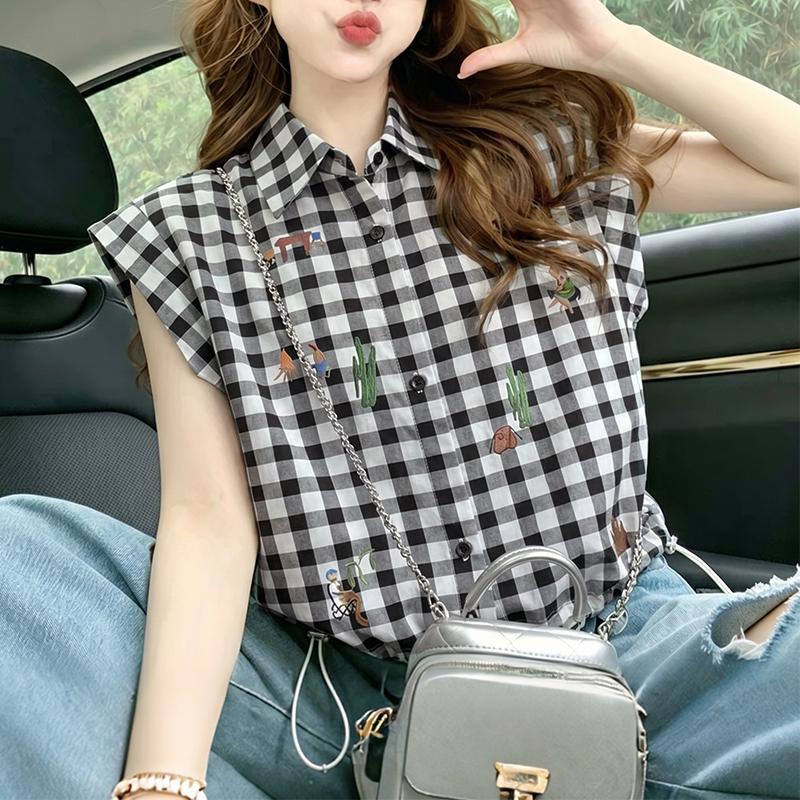 ZANZEA Women Casual Turn Down Collar Loose Short Sleeve Print Blouse