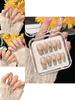 Handmade Ice Transparent Marble Patterned Nail Stickers For Women Long Style Removable Forest Mist Color