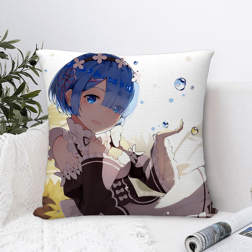 Re zero R-Rem Pillow Case Sofa Decorative Home Double-sided Print Plush Square Throw Pillow Covers Cushion Decor Cover