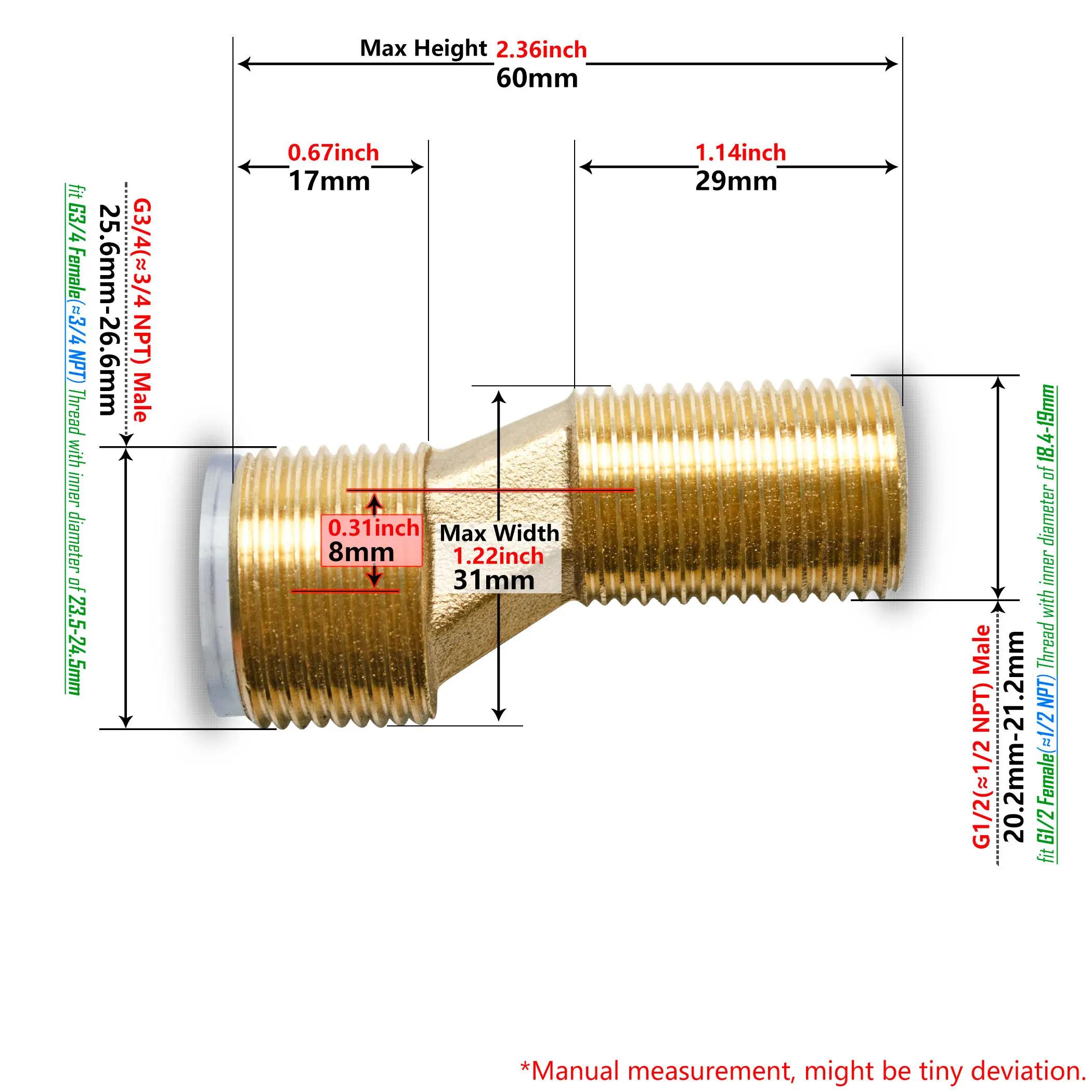 

Эксцентриковый адаптер G1/2 наружная резьба x G3/4 наружная резьба Увеличенное расстояние Соединитель Удлиненный угловой переходник для смесительного клапана для душа 2 pieces&G1I2 M to G3I4 M