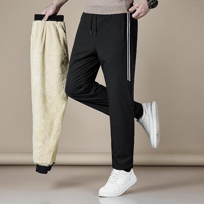 Baumwollhose für Herren, Herbst und Winter, wasserdicht, warm, lässig, Jogginghose, Herren, große Hose, Lammwolle, Kordelzug, gepolsterte Hose, Herren