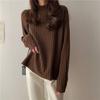 Lazy Style Turtleneck Sweater Autumn Winter Design-oriented Loose Thickened Red Knitwear Niche Top Women's Clothing