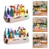 Resin Christmas Music Box With Duals Light Sound Functions Easy To Display Desktop Decoration Party Supplies