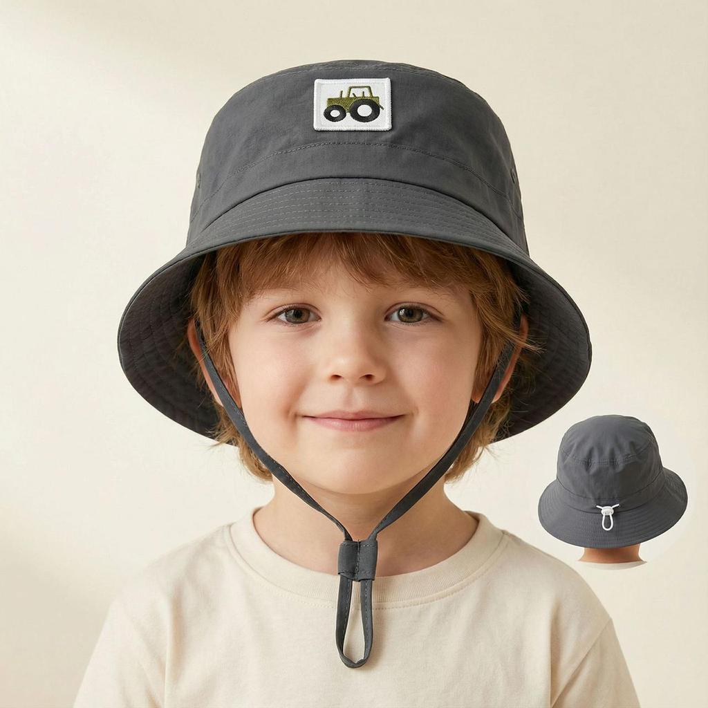Cute Cartoon Car Kids Fisherman Caps Solid Color Summer Wide Brim Buket Hat for Boys Casual Outdoor Sunshade Children Cap