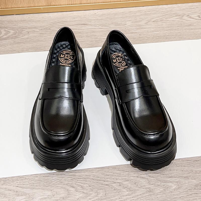 Fashion Thick Soled Genuine Leather Lefu Shoes for Women 2024 New Autumn Retro Brown British Style Small Leather Shoes JK Single Shoes