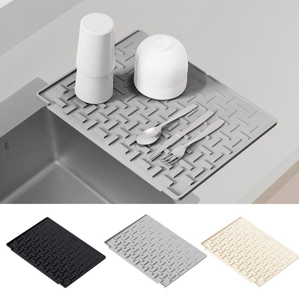 Heat Insulation Silicone Drainage Mat Slope Design Kitchen Sink Storage Mat  Dish Drying
