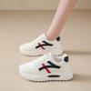 Dad autumn and winter new thick-soled color matching student sports shoes round head lace-up muffin casual shoes