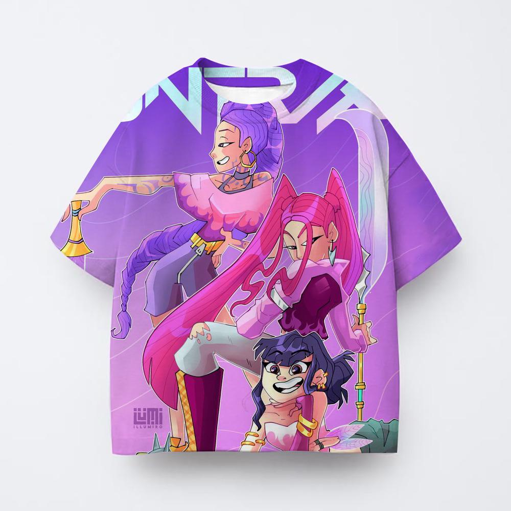 T-shirt Summer Youth Casual Short Sleeve Sports Cartoon Print Fashion T-Shirt Girls Clothing