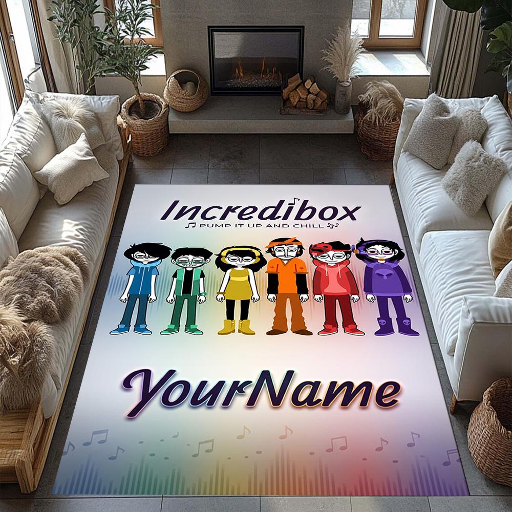 Incredibox Customizable Name Area Rug Suitable for Study room Playrooms Decorate room Game Room Anti-slip Rug Anime Office Decor Gift for Festivals