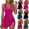 Women's Fashionable Sexy Color Sleeveless V-neck Hollow Skirt One-piece Bikini Swimsuit