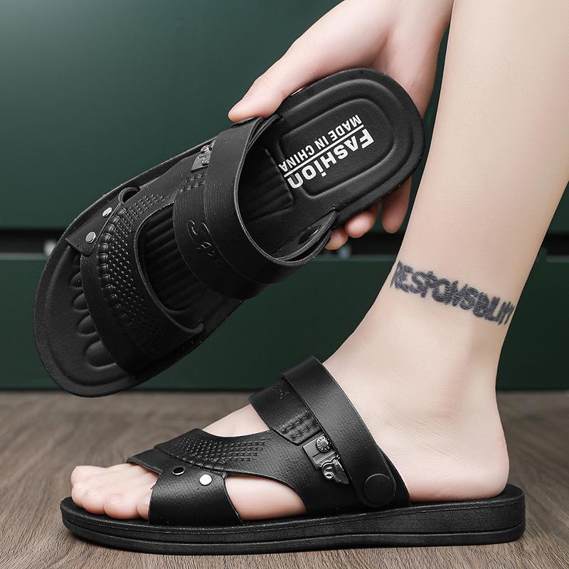 2025 Summer New Men's Beach Shoes Thin Men's Shoes Casual Wear Sandals Lazy Soft Sole One Pedal Slippers