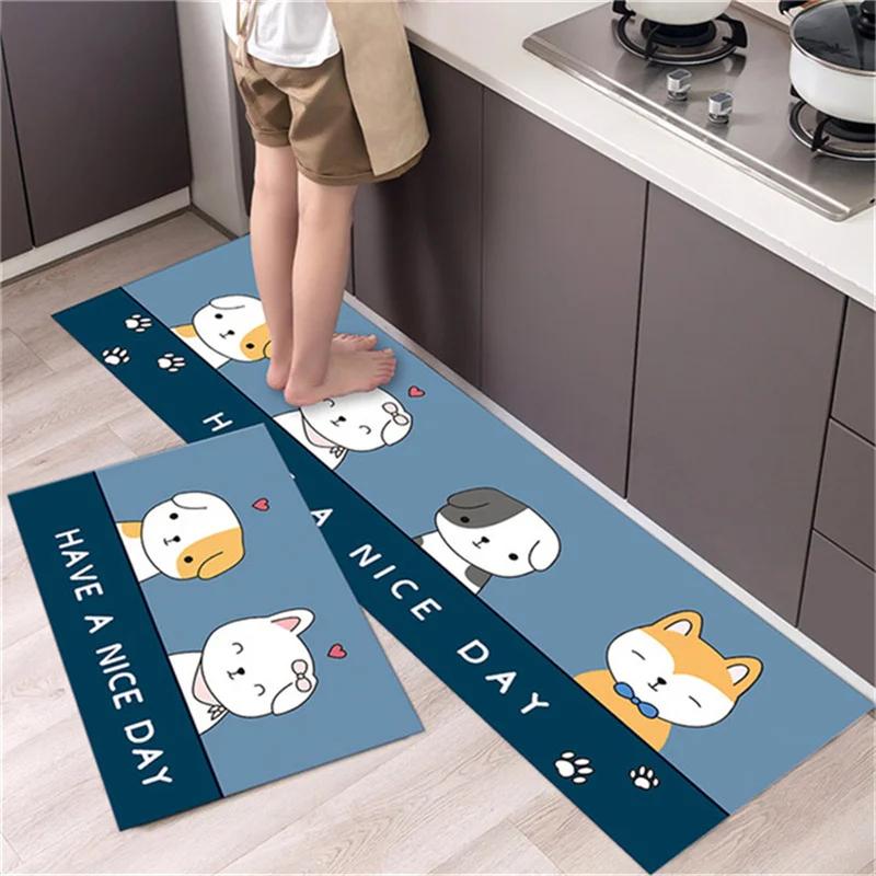 Cartoon Non-slip Soft Kitchen Mat Home Long Strip Kitchens Rug Set Entrance Doormat Washable Hallway Carpet Bath Living Room Rug