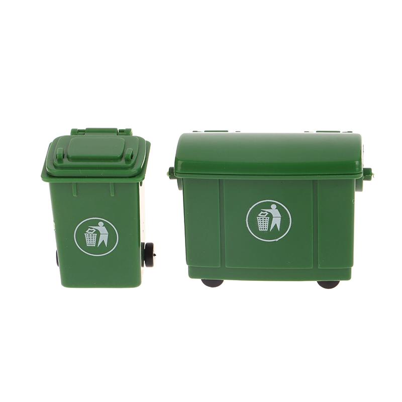 1Set 1:12 Dollhouse Miniature Trash Can Toy Mini Sanitation Trash Cans Model Simulation Garbage Curbside Trash Bin Kid Toys Gift