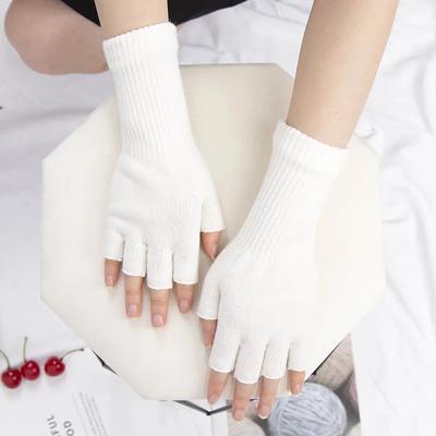 2022 neue Unisex Schwarz Weiß Halbfinger Fingerlose Handschuhe Frauen und Männer Wolle Strick Baumwolle Handschuhe Herbst Winter Warme Arbeit Handschuhe