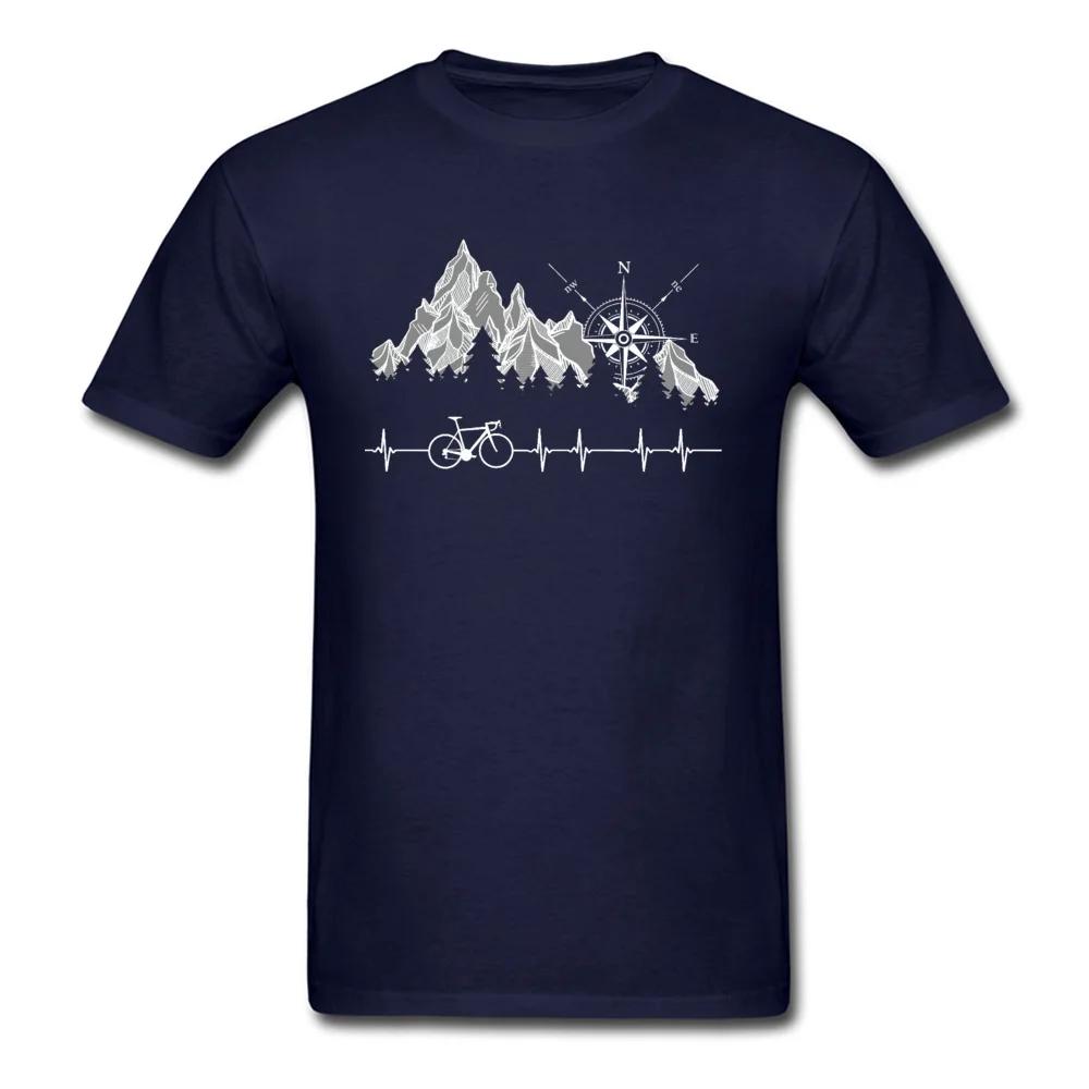 Cycle Life Heartbeat Biker Tshirt Mountain Forest Hiking Printed Tops & Tees Compass Bike Casual Funny T-shirts 100% Cotton