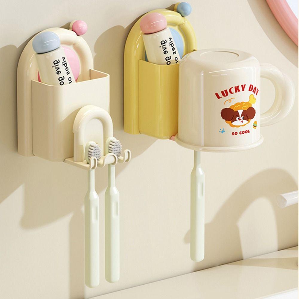 Punch-Free Wall Mounted Toothbrush Holder Waterproof Toothbrush Storage Rack Bathroom Organizer