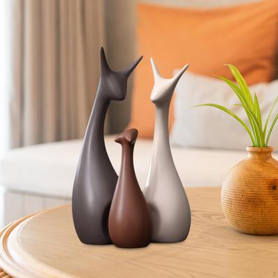 3Pcs Ceramic Ornaments, Animal Figurines Deer Statue Sculpture Modern Collectable Art Works for Home