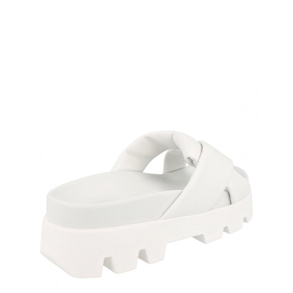 Ferragamo Air Lug Leather Slides White