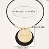 Exaggerated Pattern Double Round Cake Pendant Necklace Female, Metal Texture Geometric Round Card Rope Chain Necklace
