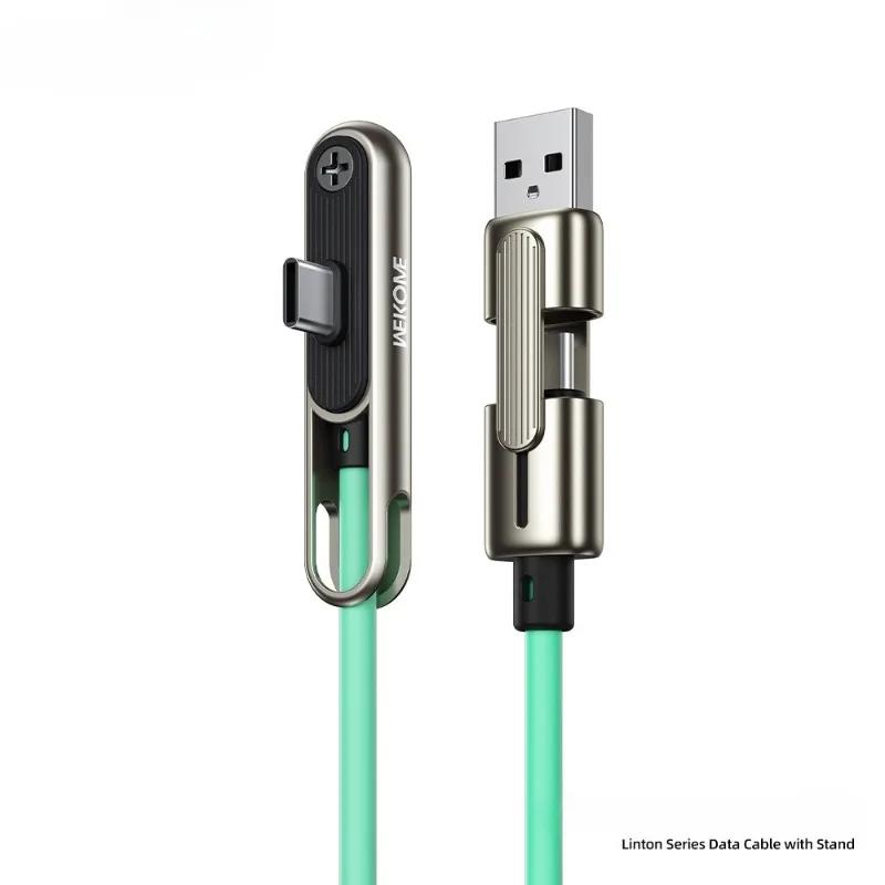 2in1 Portable 240W Fast Charging Cable Phone Tablet Foldable Holder USB A/C To TypeC Data Cable with Folding Bracket For iPhone