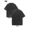 European Size Men'S  Blockbuster Washed T-Shirt - Black Cat And Red Daisy Print, White Piping Edge, Loose Version Short Sleeve Crew Neck