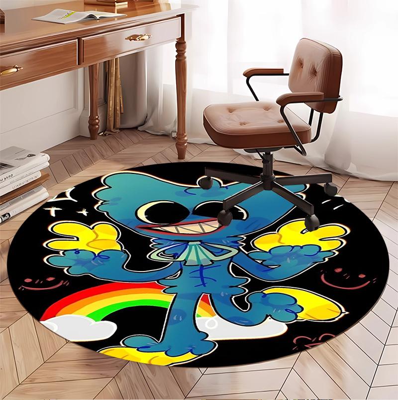 Huggy Wuggy Pattern Round Rug, Indoor/Outdoor Mat, for Picnic, Gameroom, Bedroom, Office, Living Room, Home Decor Carpet, Birthday Gift