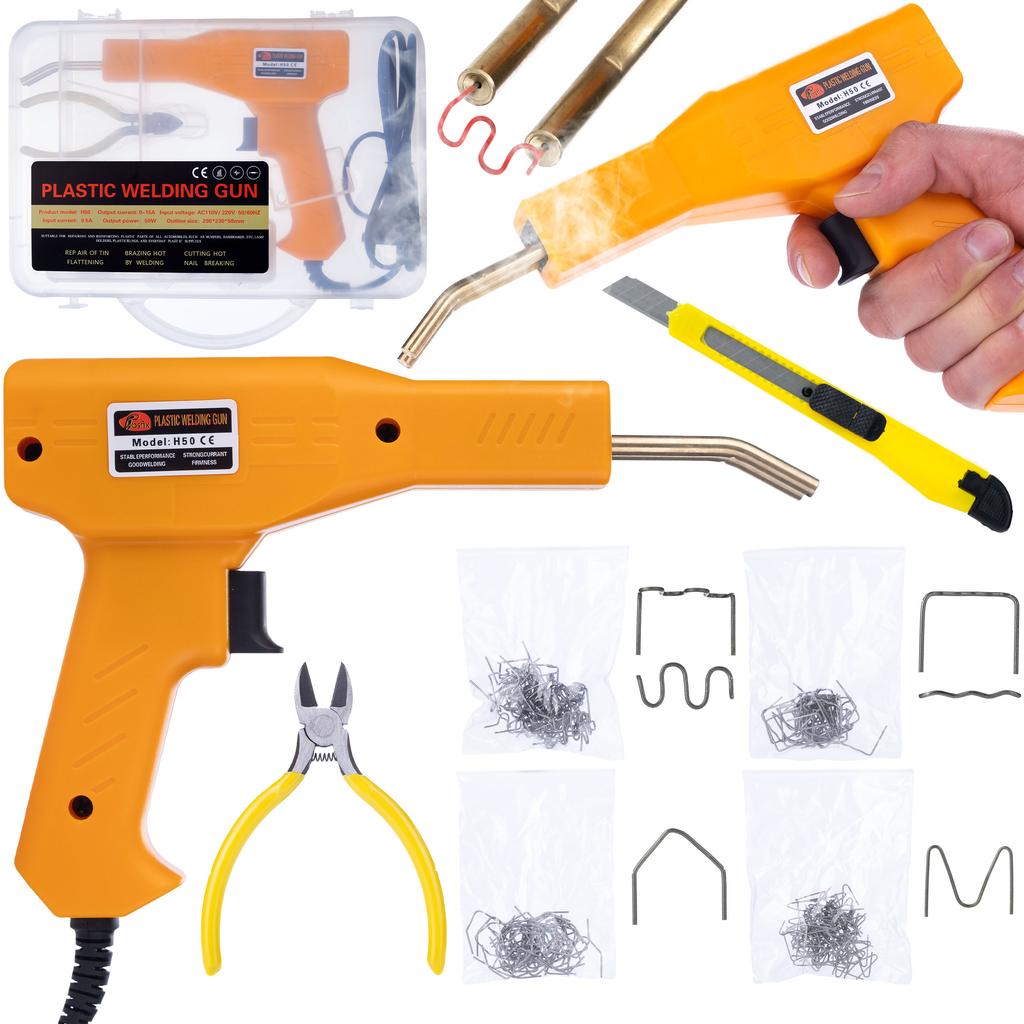 Rosfix Spawarka Plastiku 858D – Wysoka Moc 700W | Zestaw 3 Dysz + Zszywacz Z 200 Zszywkami | Zestaw Spoiw 300g