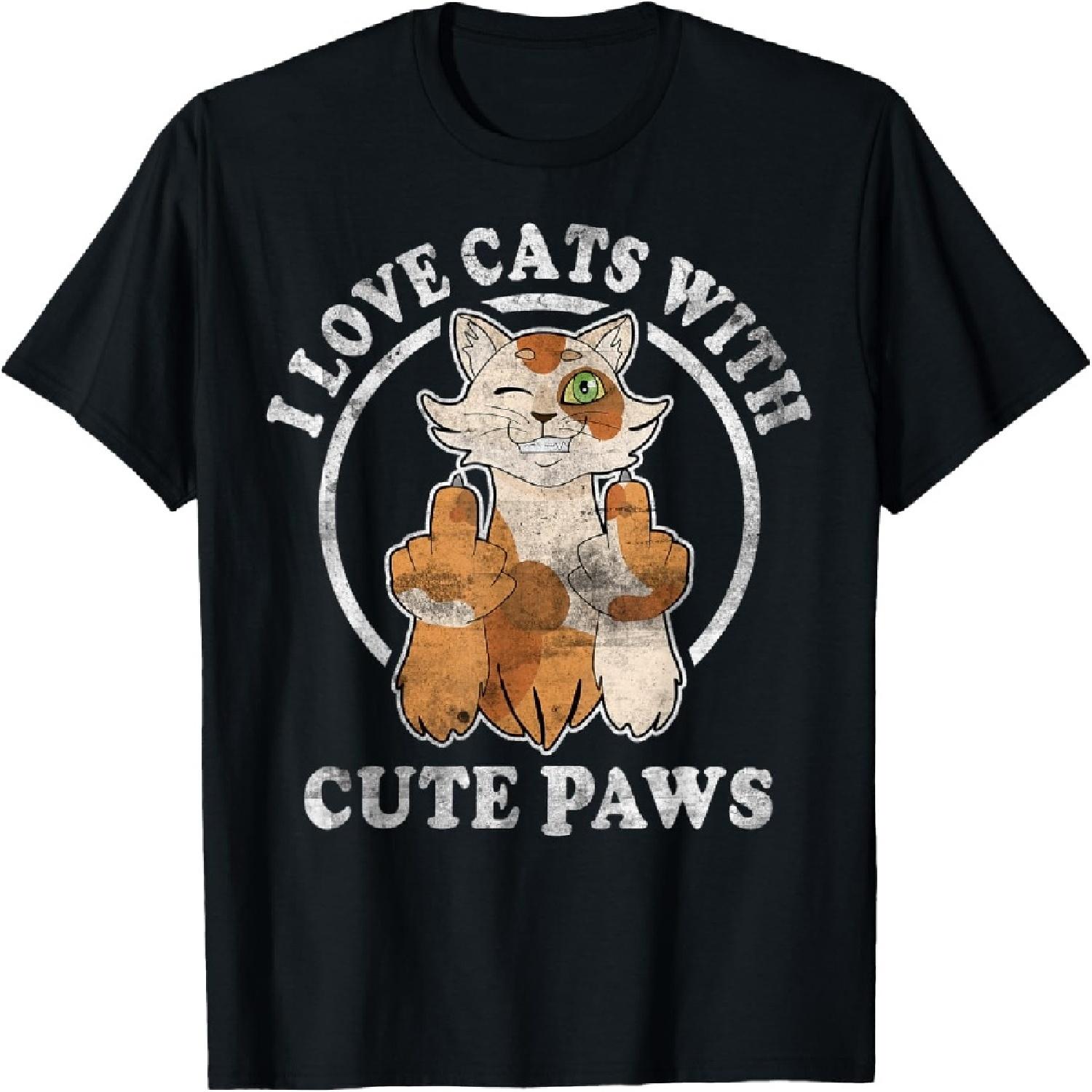 Cats Vintage Retro Middle Finger Cat T-Shirt(1) S