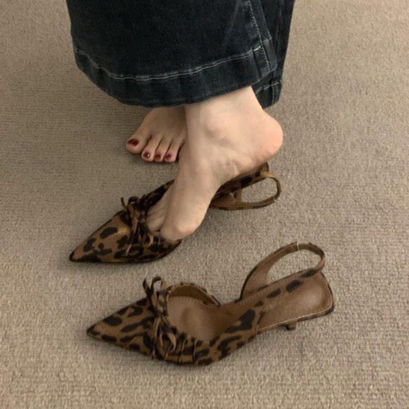 Fashion New Women's Shoes High Heels Sandals Summer Pointed Toe Outdoor Back Strap Fashion Sandales Femmes Stiletto Heels Bow Sandalias