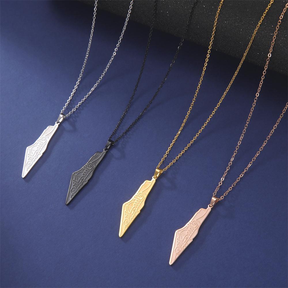  Fashion Israel Palestine Map Pendant Necklace Islamic Script Architecture Pattern Necklaces Stainless Steel Jewelry Gift