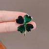 23 Green Zircon Four-Leaf Clover Brooch: Women's High-End Suit Coat Corsage Pin