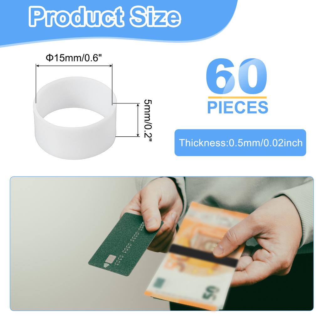 60Pcs 15-35mm Silicone Rubber Bands Rubber Bands Rings Cable Ties Strong Elastic Bands Non-Slip for Cord Wrapping Bag Wraps