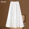 Women's Elegant Elastic Waist A-Line Midi Skirt