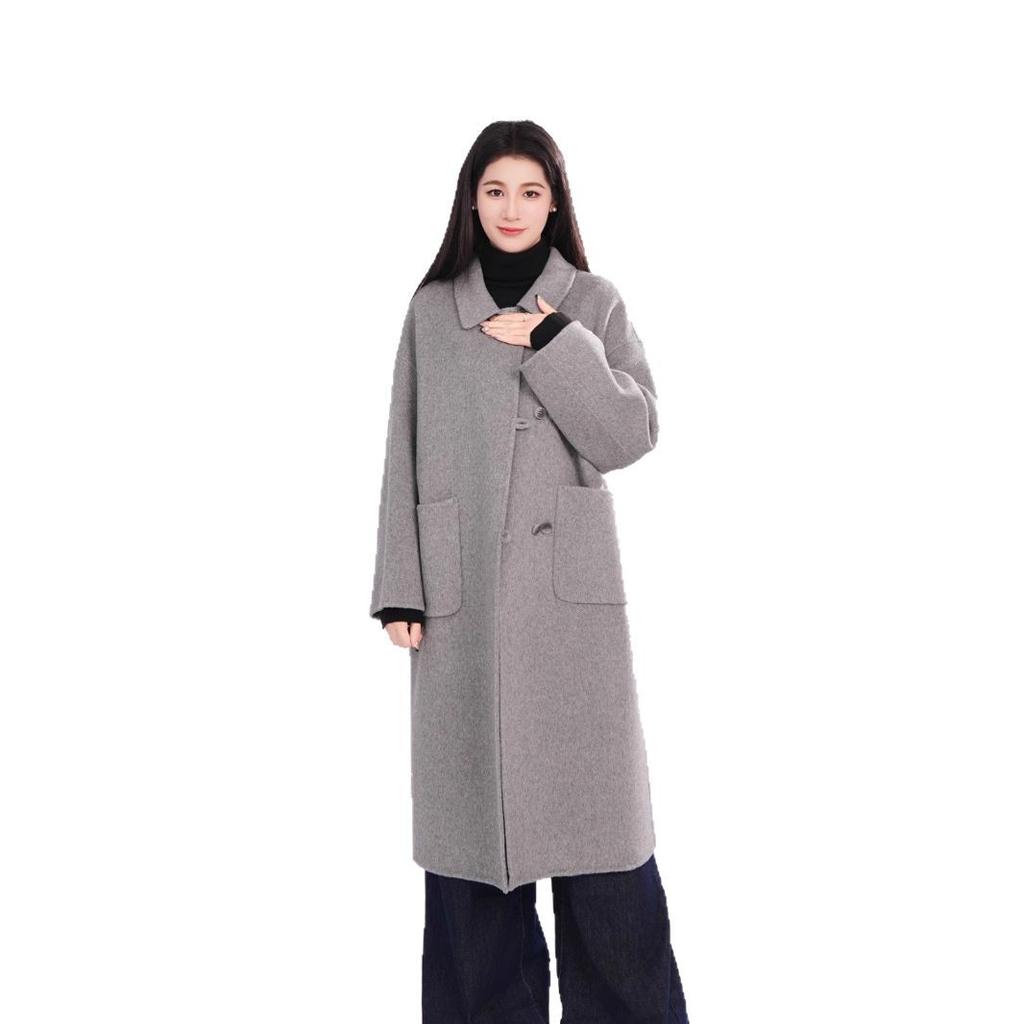 Wear an Atmospheric Woolen Coat Autumn and Winter New Popular Double-sided Long Coat 412