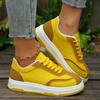 Fashion Fashion Mix Color Lace Up Flat Skate Shoes Women 2025 Autumn Round Toe Soft Thick Bottom Sneakers Comfort Non Slip Sports Shoes