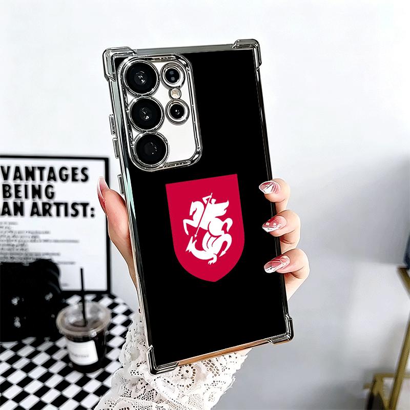 Georgia Passport Flag Plating Phone Case For Samsung Galaxy S24 S25 FE S26 Edge S23 Ultra S22 S21 Plus S20 Anti-Fall Airabag Cov